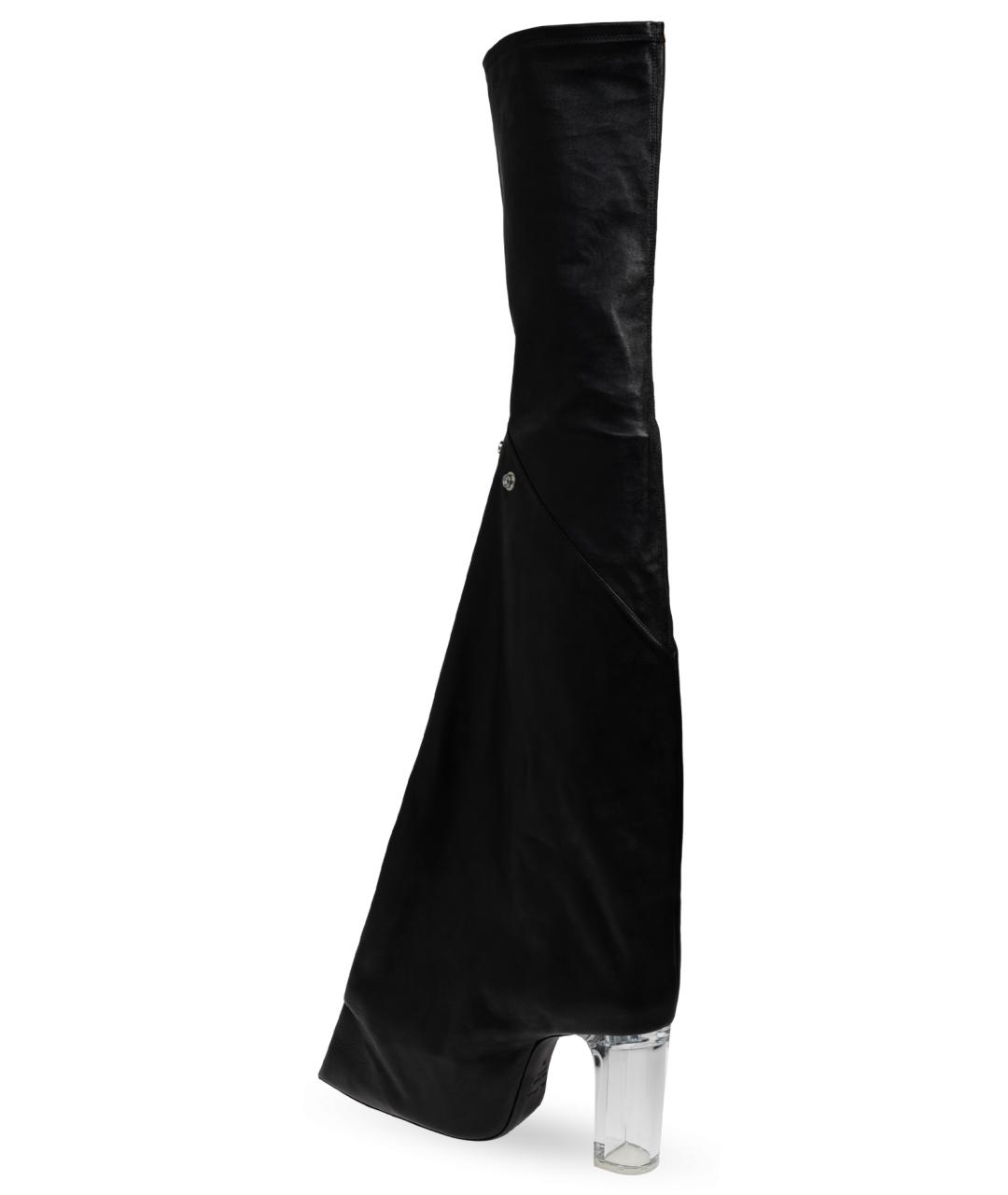 RICK OWENS Черные кожаные ботфорты, фото 4