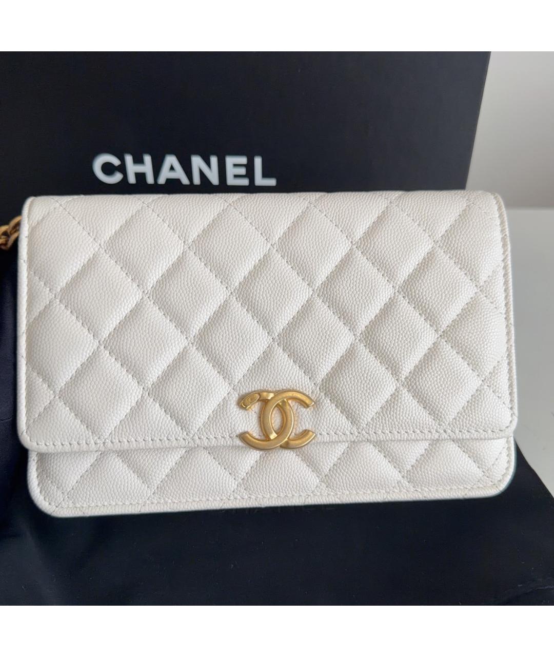 CHANEL Белая кожаная сумка через плечо, фото 6