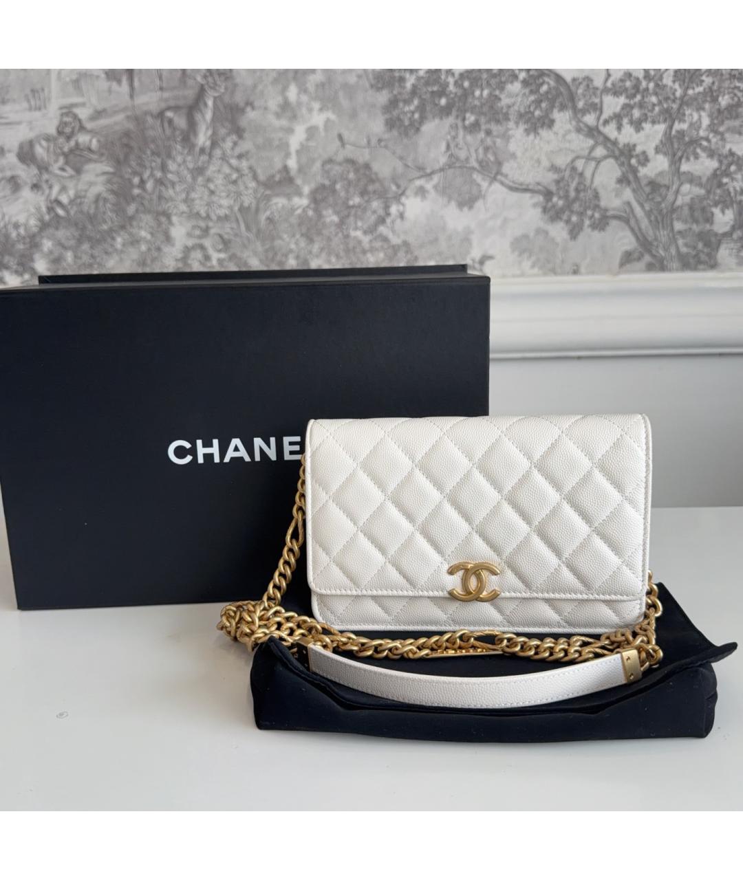 CHANEL Белая кожаная сумка через плечо, фото 10