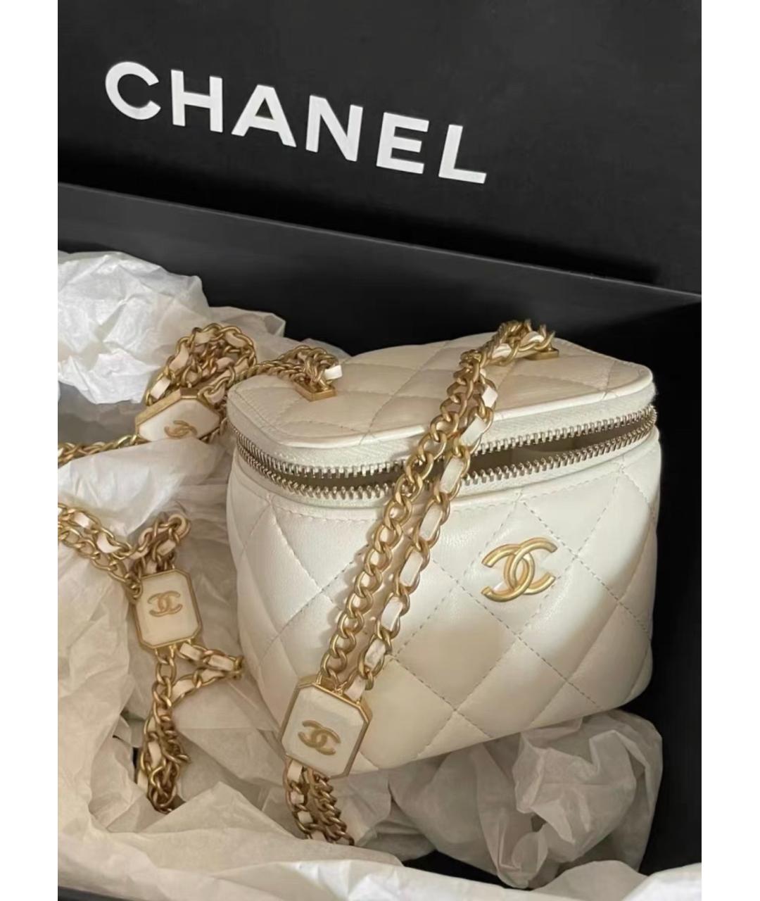 CHANEL Белая кожаная сумка через плечо, фото 4