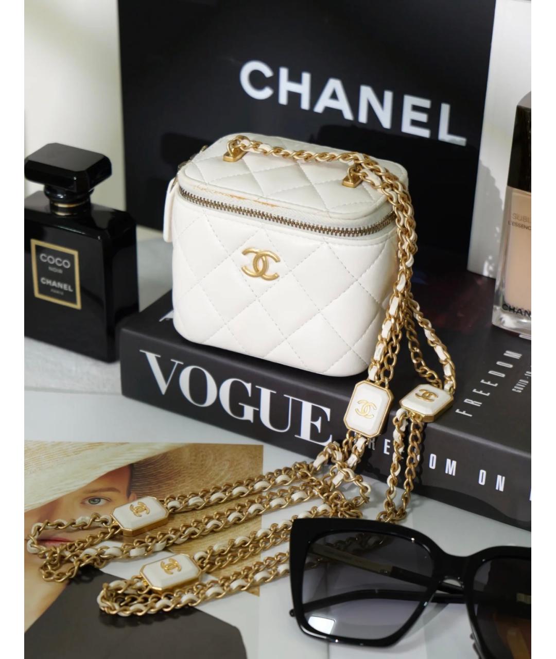 CHANEL Белая кожаная сумка через плечо, фото 6