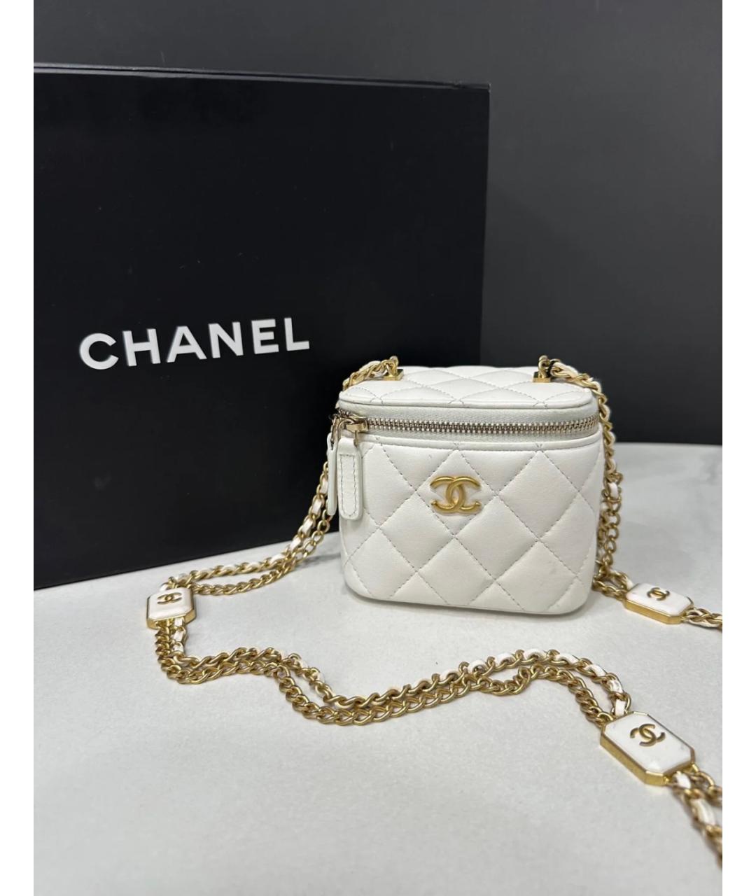 CHANEL Белая кожаная сумка через плечо, фото 8