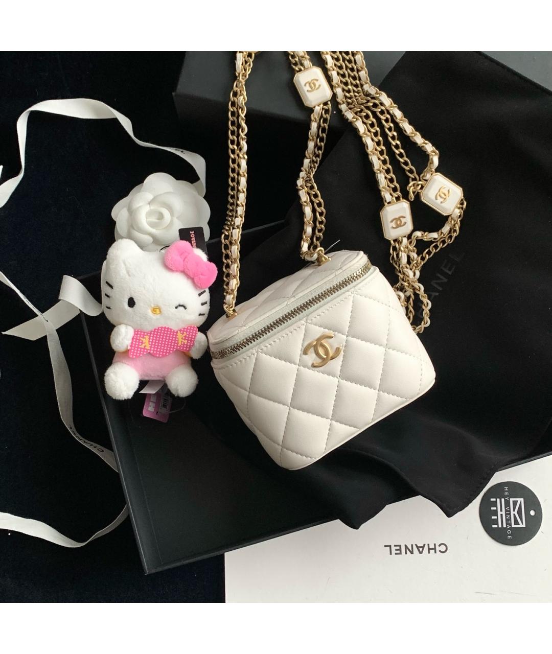 CHANEL Белая кожаная сумка через плечо, фото 2