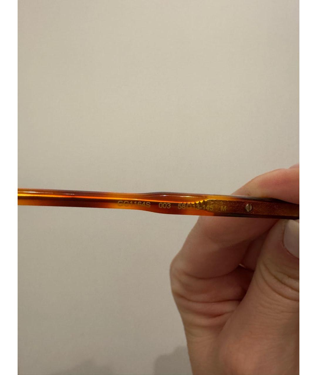 GUCCI Золотые металлические солнцезащитные очки, фото 5