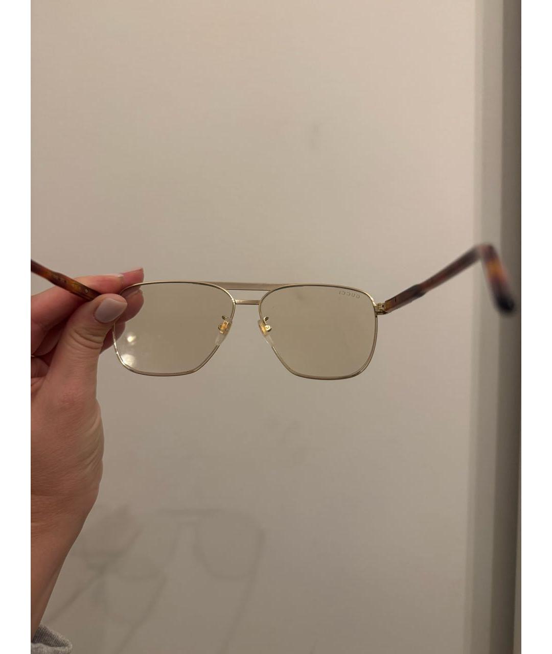 GUCCI Золотые металлические солнцезащитные очки, фото 4