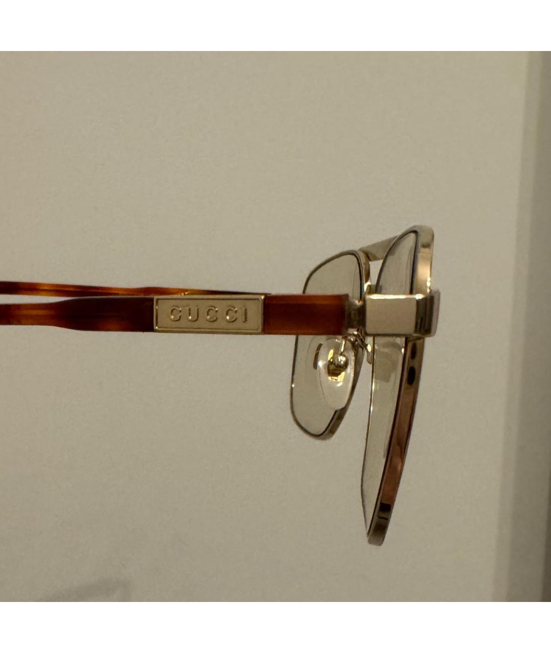 GUCCI Золотые металлические солнцезащитные очки, фото 3