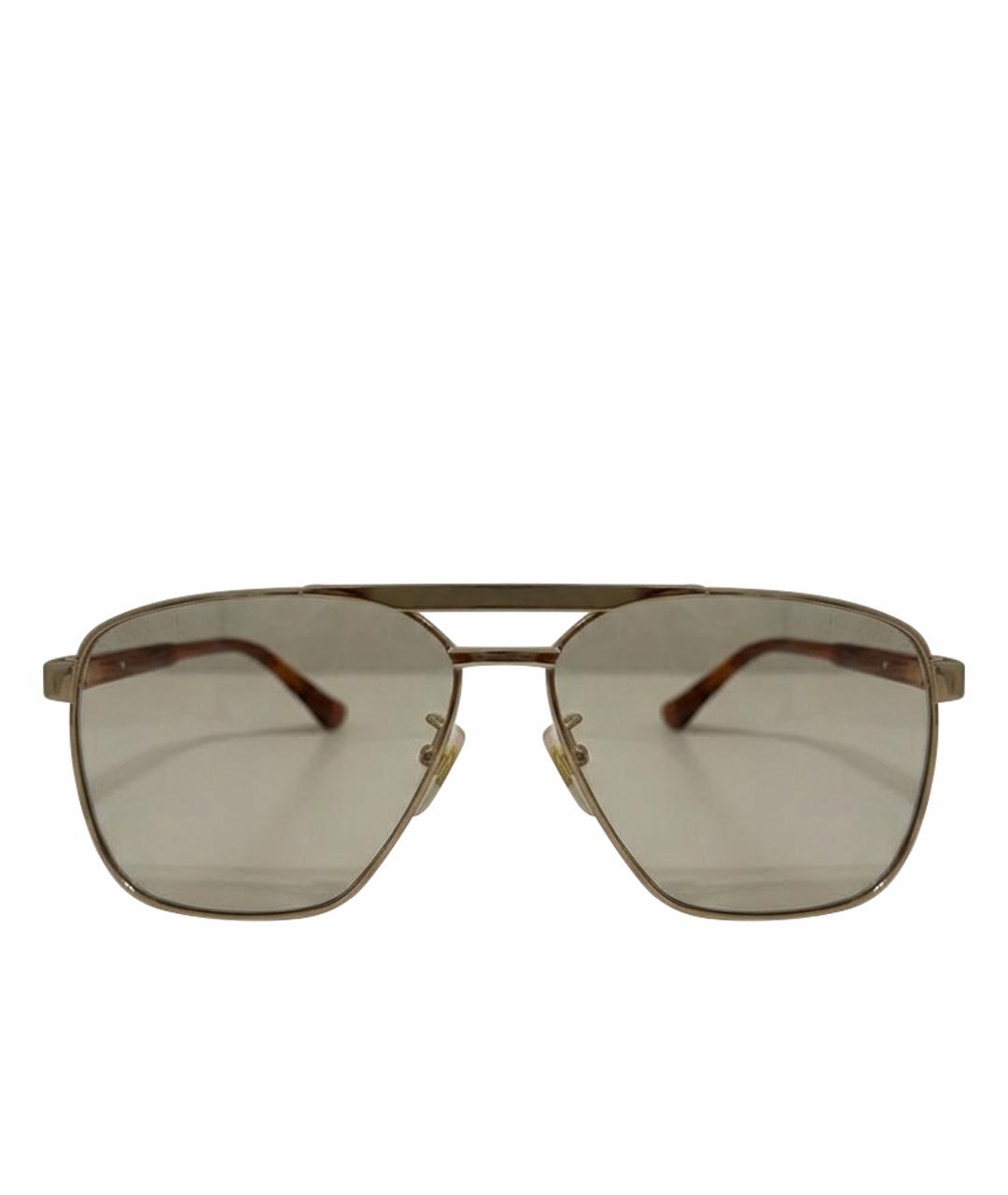 GUCCI Золотые металлические солнцезащитные очки, фото 1