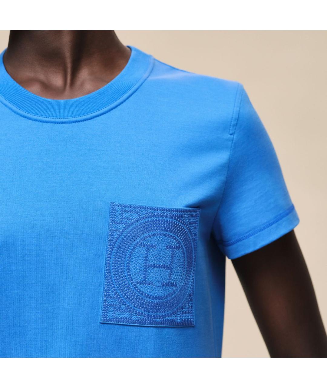 HERMES Синяя хлопковая футболка, фото 3