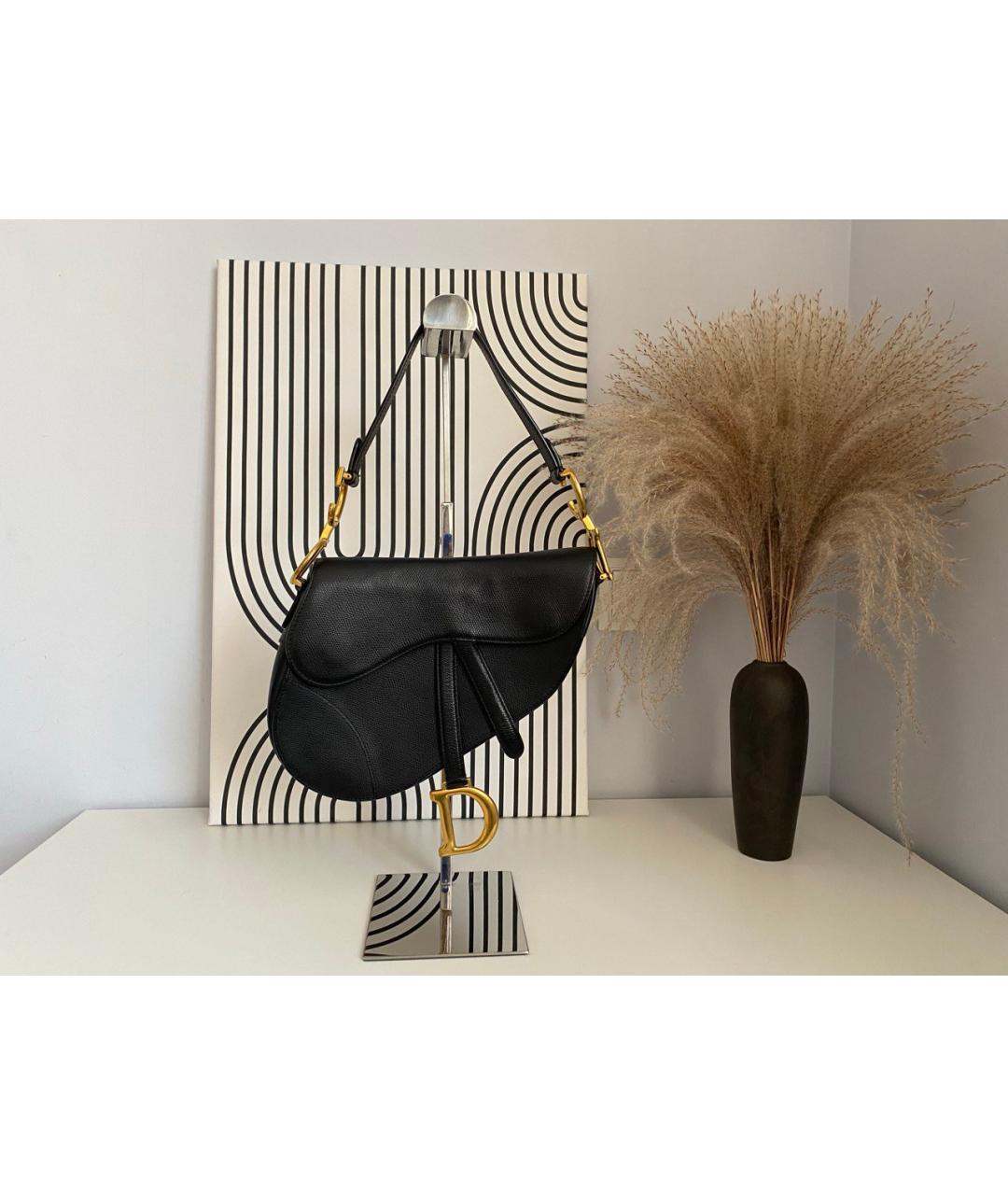 CHRISTIAN DIOR Черная кожаная сумка через плечо, фото 8