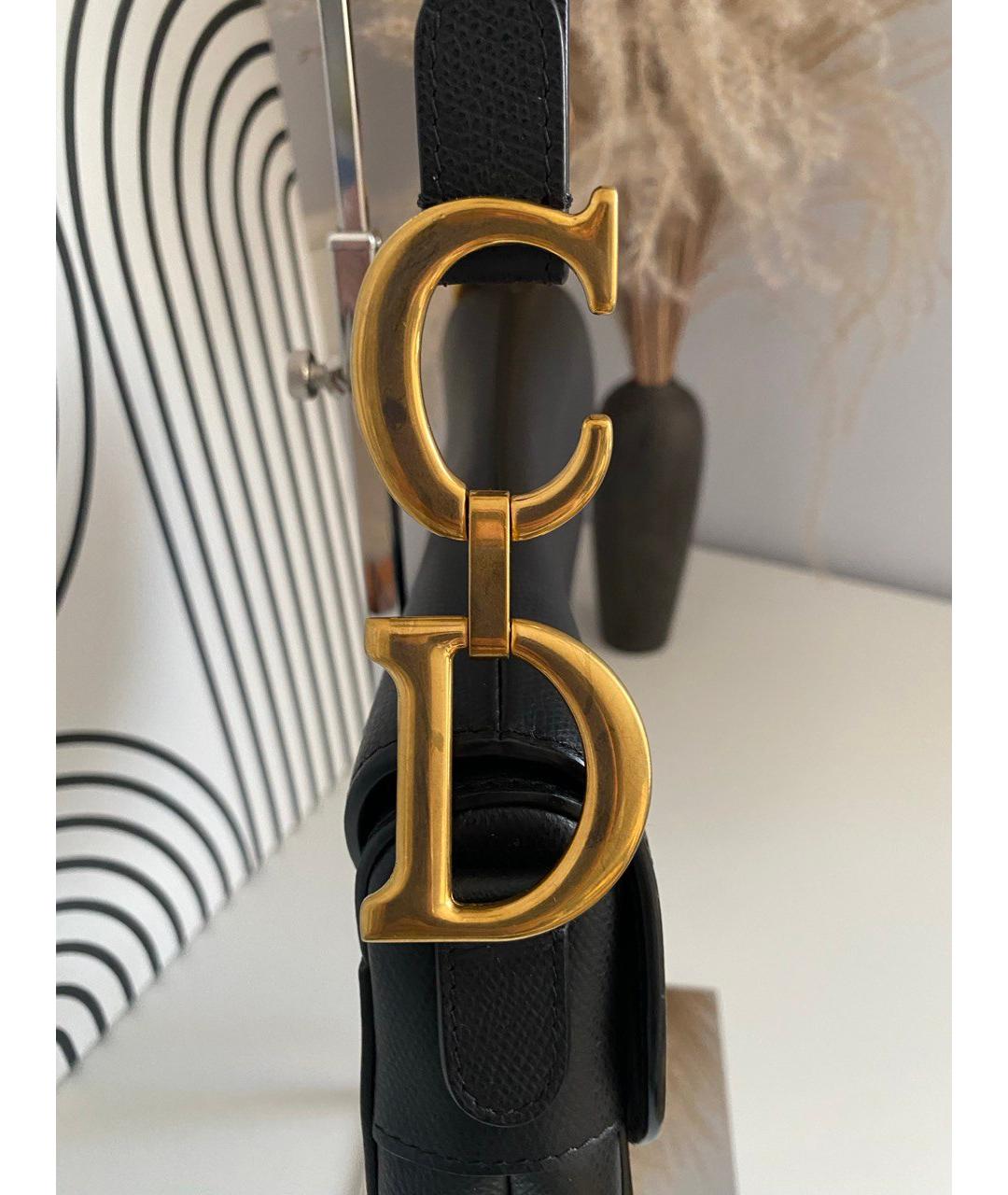 CHRISTIAN DIOR Черная кожаная сумка через плечо, фото 3