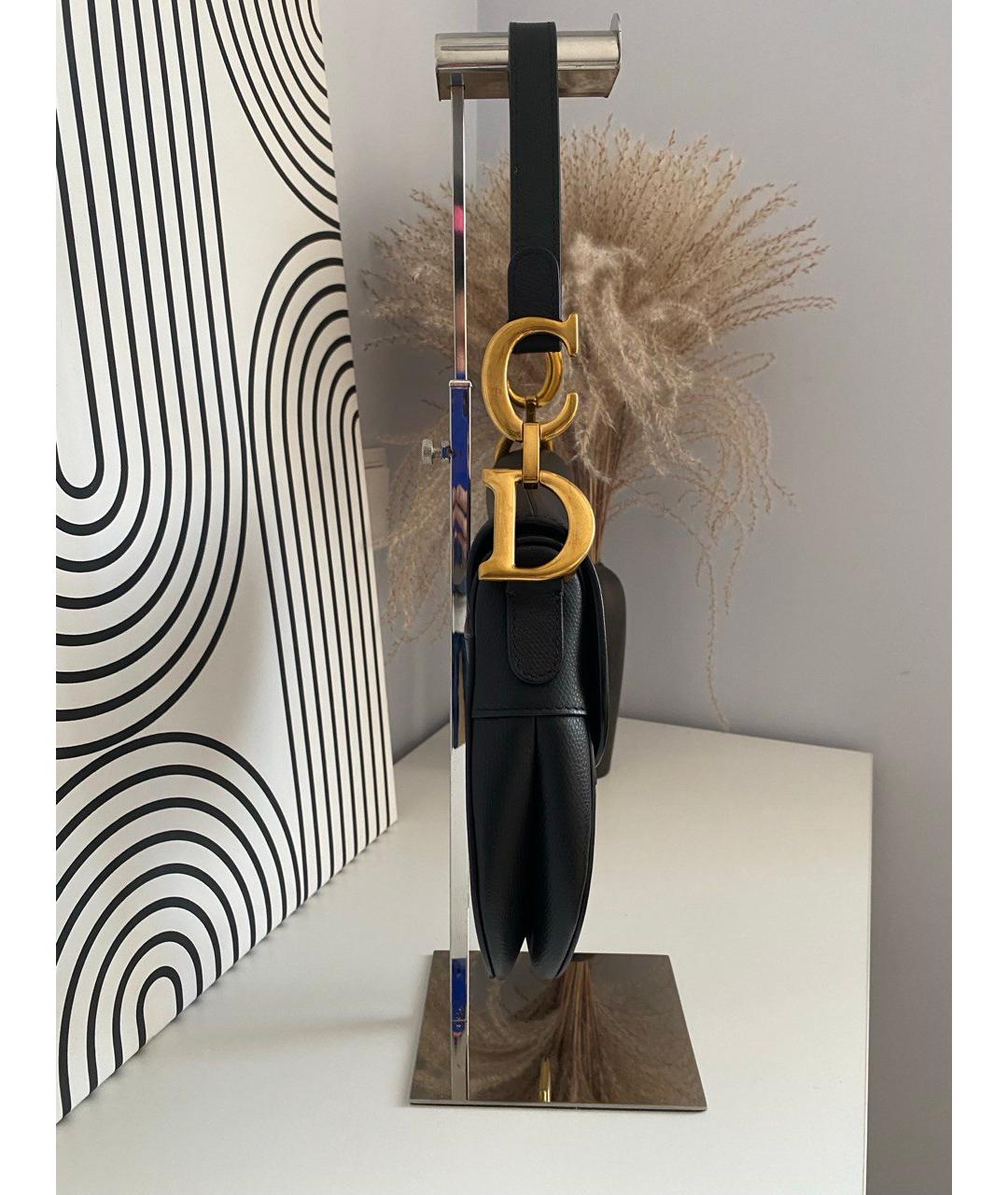 CHRISTIAN DIOR Черная кожаная сумка через плечо, фото 2