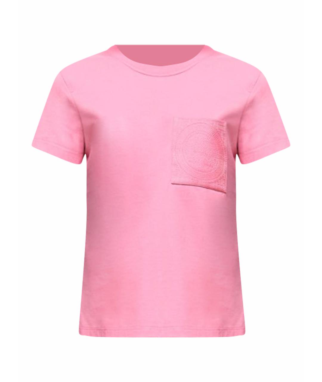 HERMES Коралловая хлопковая футболка, фото 1