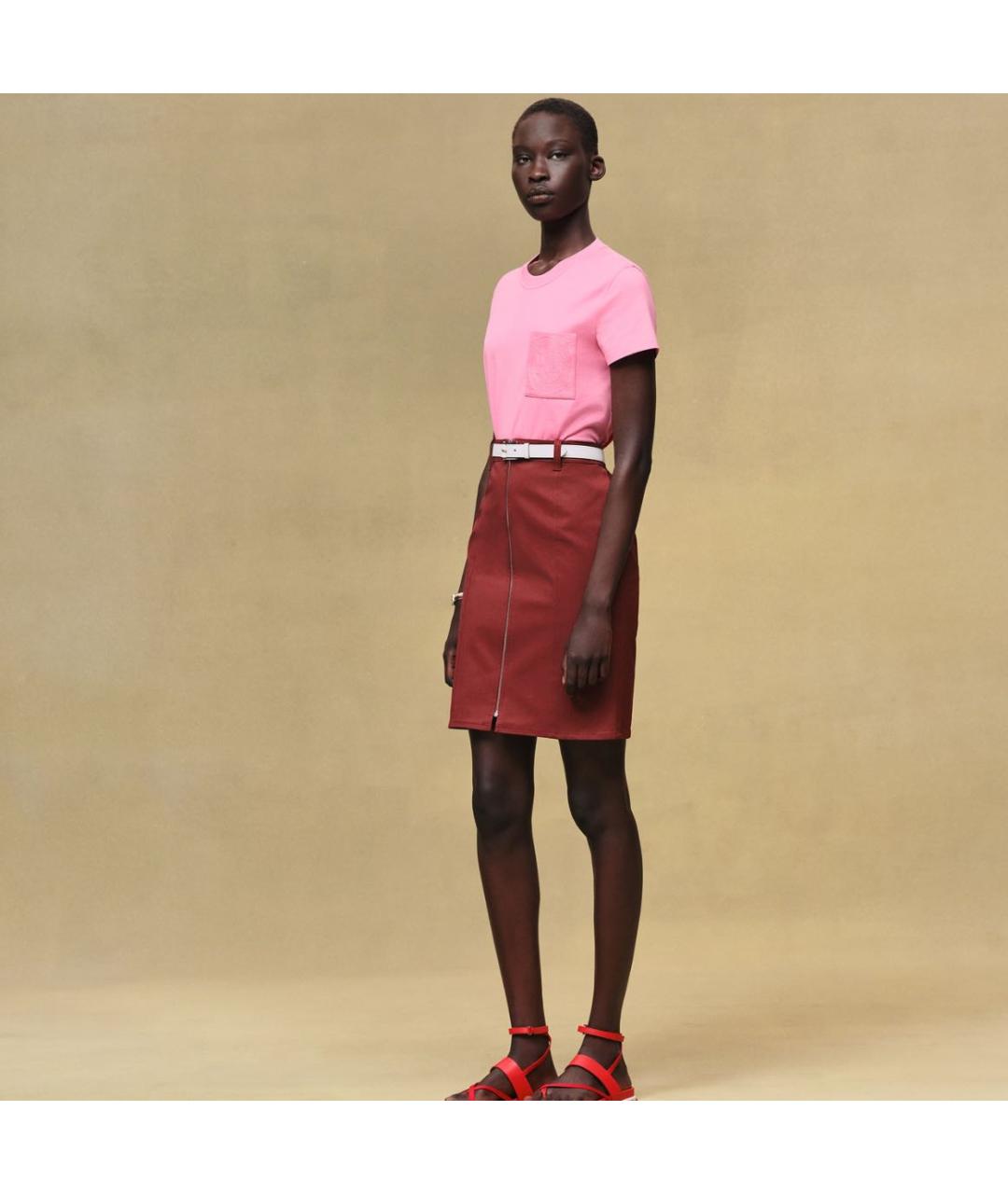 HERMES Коралловая хлопковая футболка, фото 4