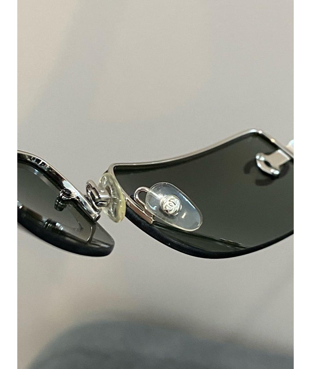 CHANEL Серебряные металлические солнцезащитные очки, фото 4