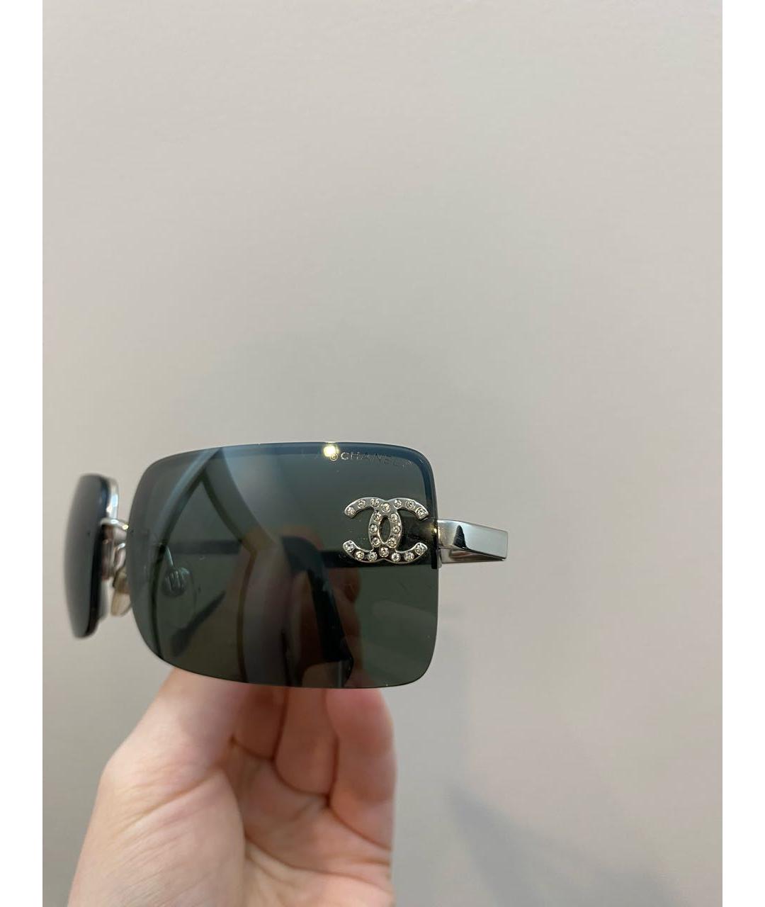 CHANEL Серебряные металлические солнцезащитные очки, фото 2