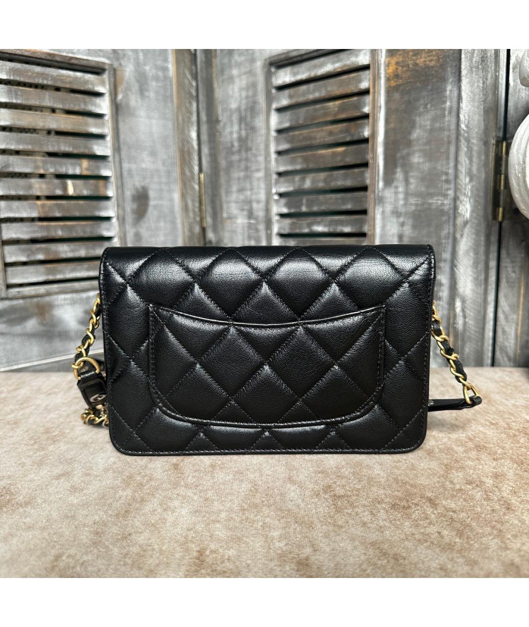 CHANEL Черная кожаная сумка через плечо, фото 4