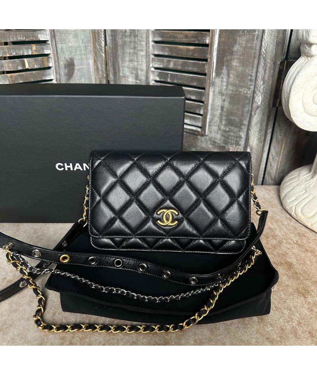 CHANEL Черная кожаная сумка через плечо, фото 10