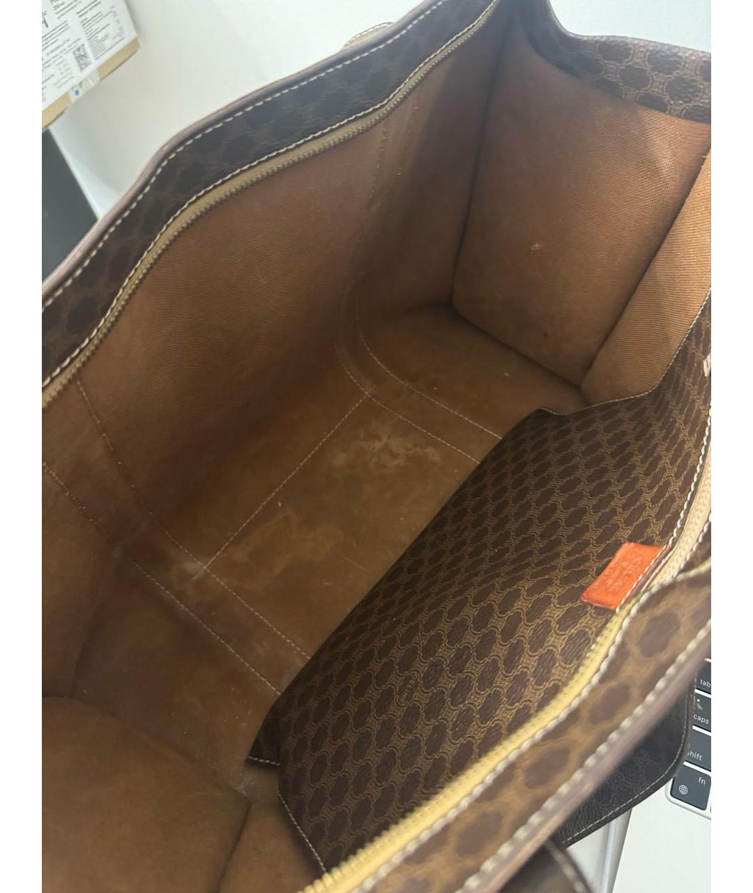 CELINE Коричневая кожаная сумка тоут, фото 3