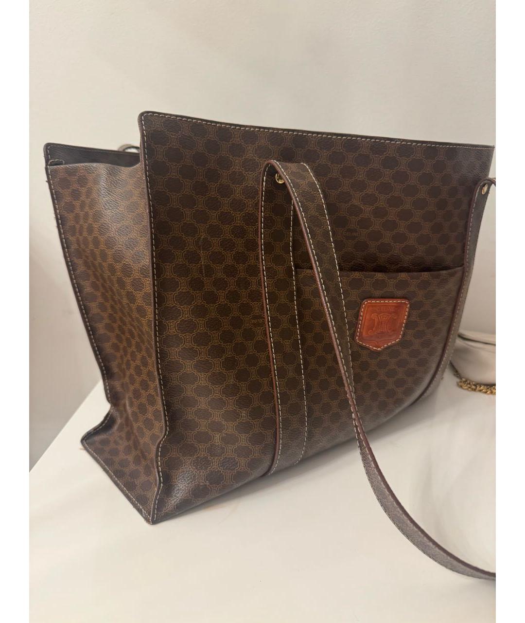 CELINE Коричневая кожаная сумка тоут, фото 2