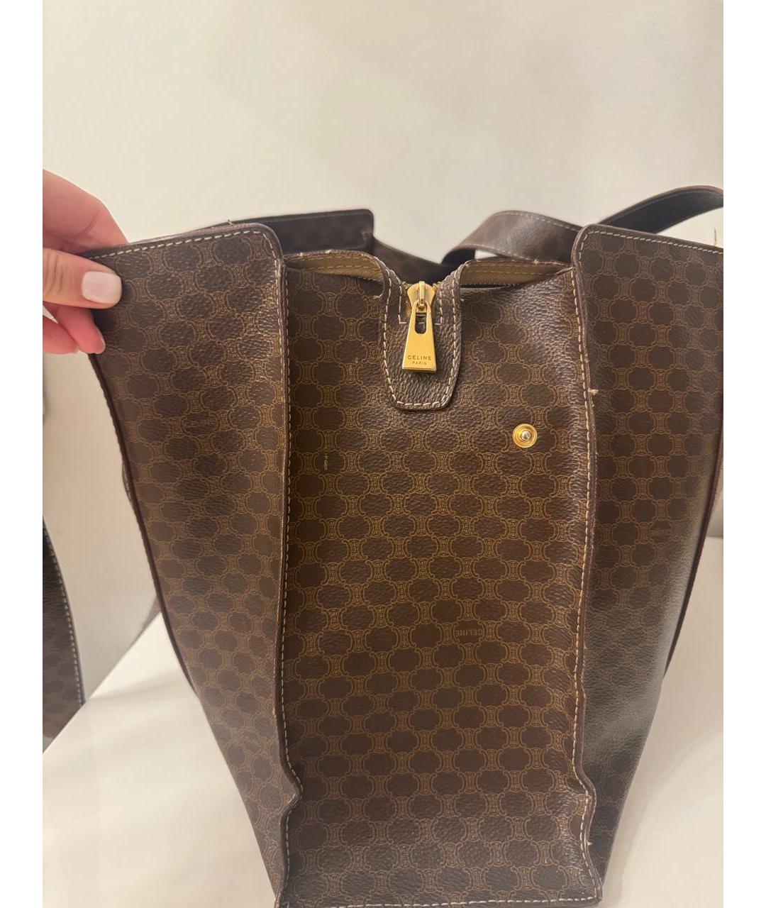 CELINE Коричневая кожаная сумка тоут, фото 5