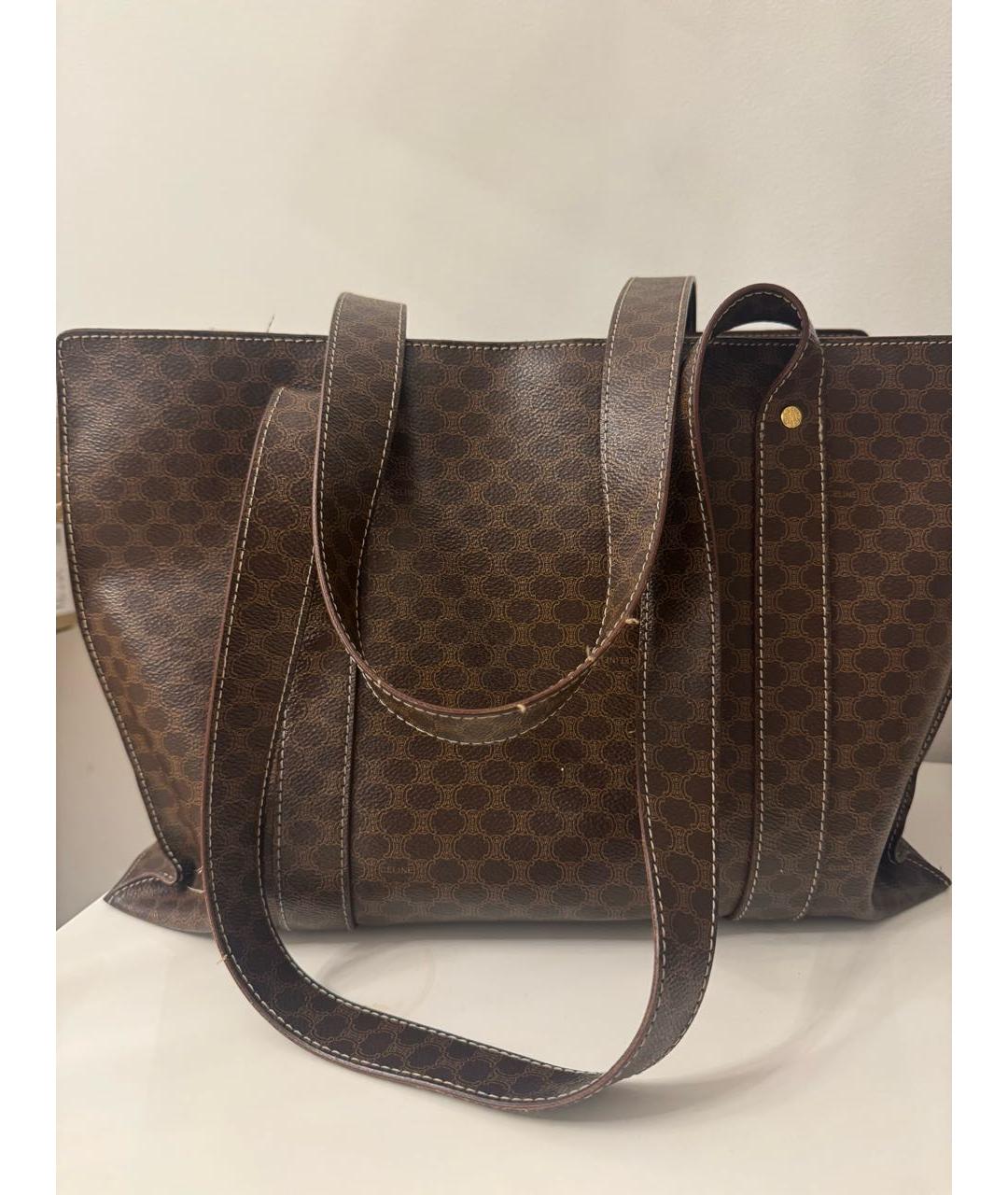 CELINE Коричневая кожаная сумка тоут, фото 4