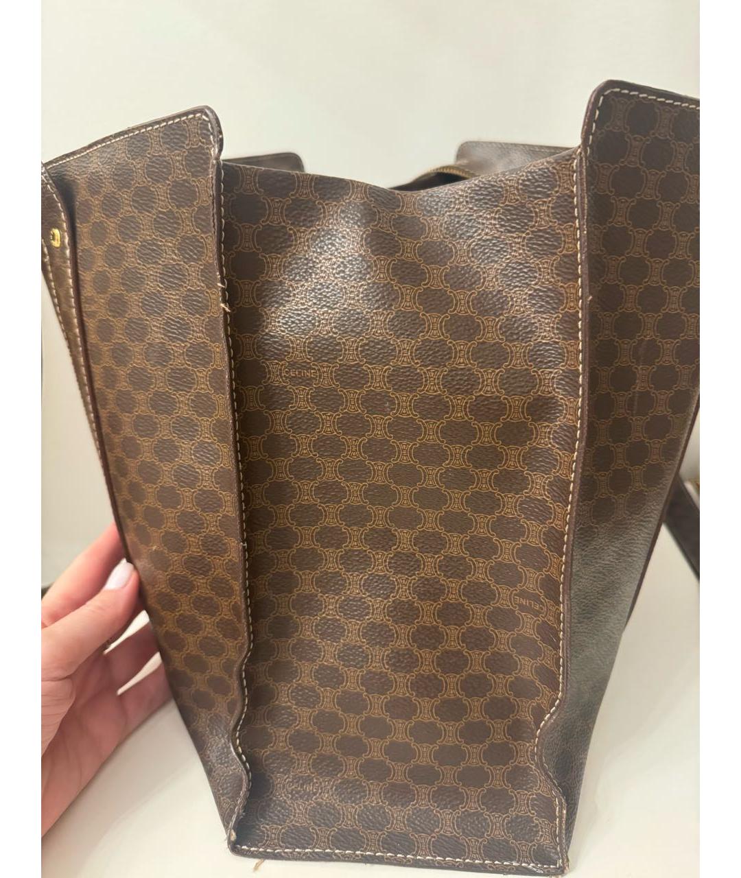 CELINE Коричневая кожаная сумка тоут, фото 7