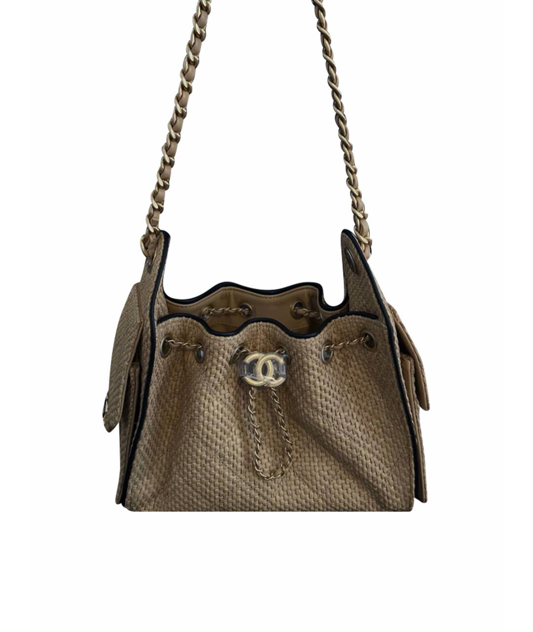 CHANEL Бежевая пелетеная сумка через плечо, фото 1