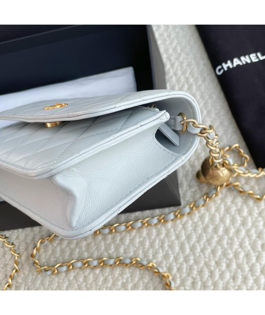 CHANEL Голубая кожаная сумка через плечо, фото 6