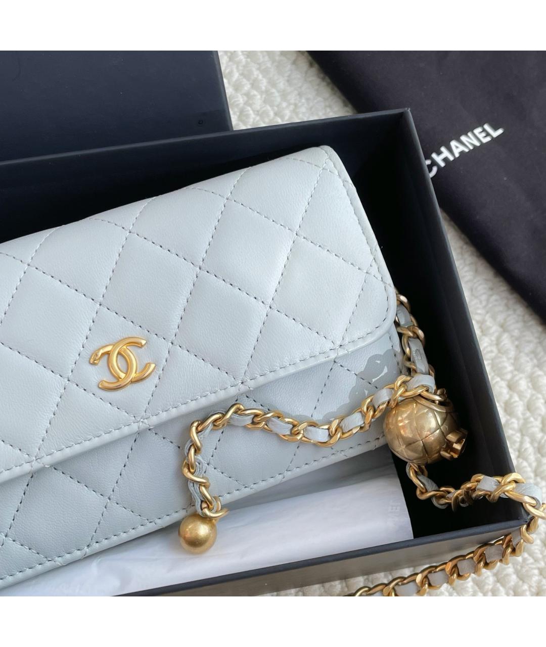 CHANEL Голубая кожаная сумка через плечо, фото 2