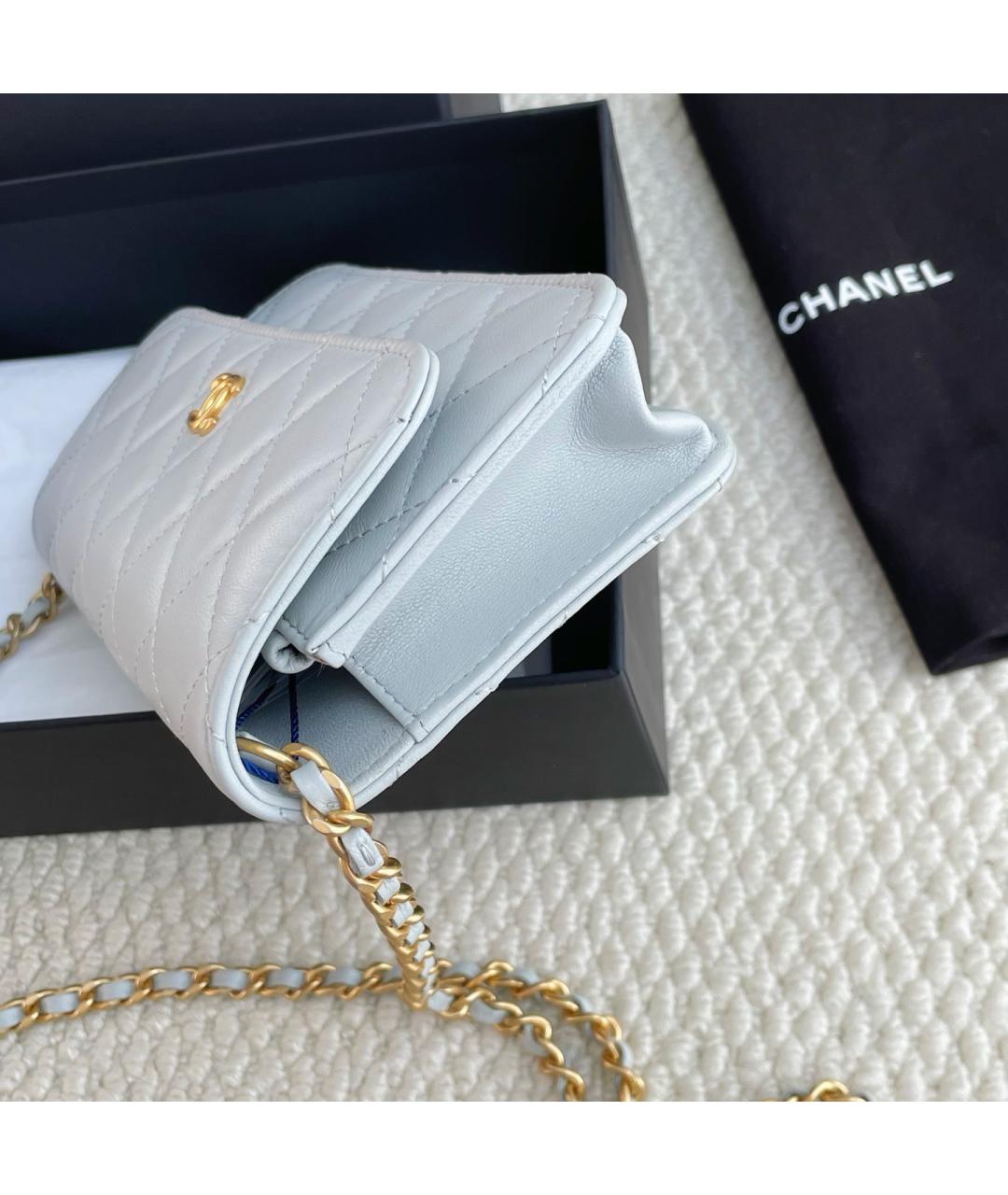 CHANEL Голубая кожаная сумка через плечо, фото 4