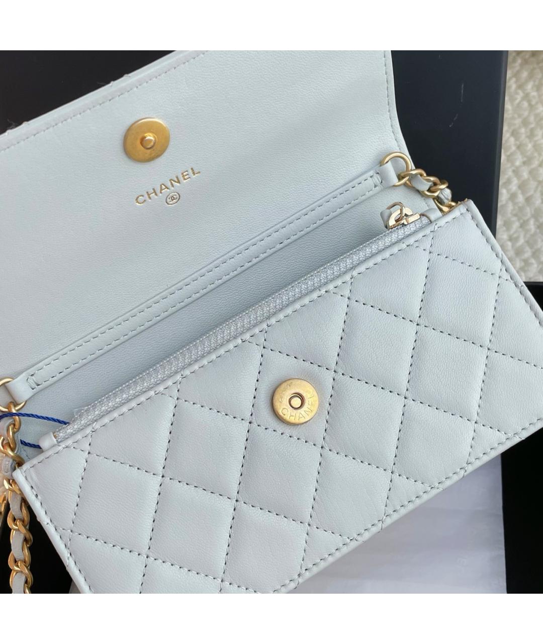 CHANEL Голубая кожаная сумка через плечо, фото 8
