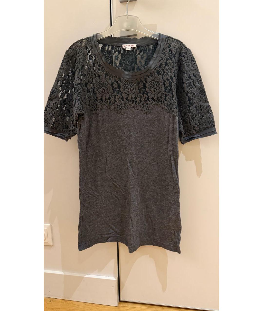 P.A.R.O.S.H. Антрацитовая хлопковая футболка, фото 4