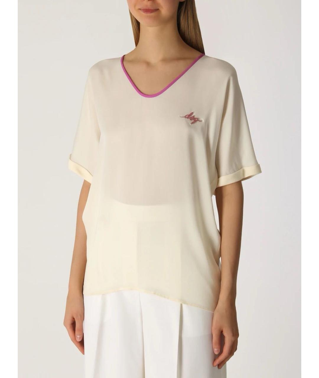 DSQUARED2 Бежевая шелковая блузы, фото 2