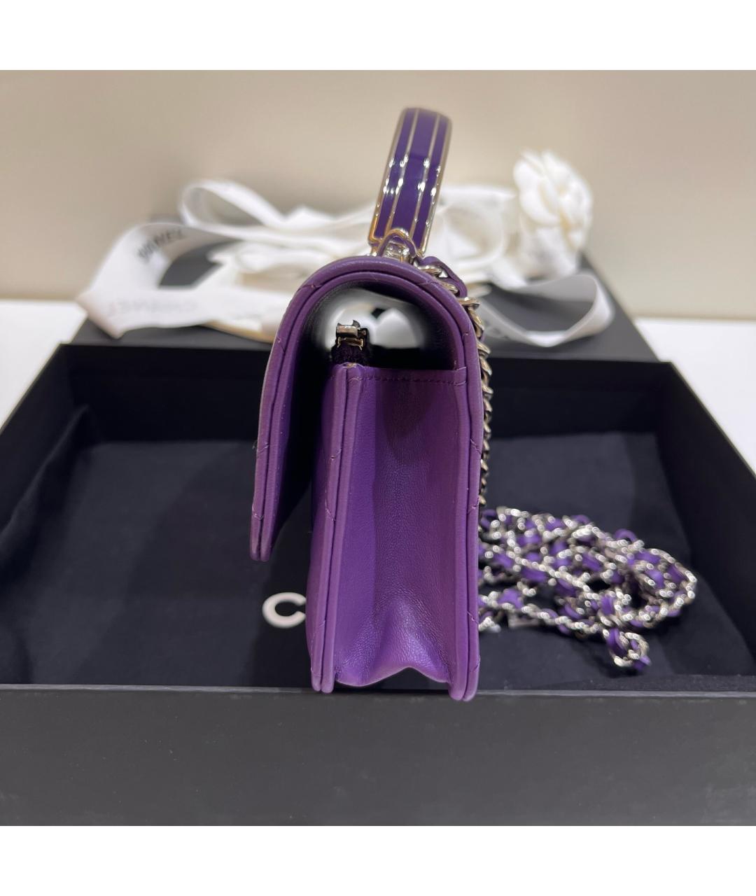 CHANEL Фиолетовая кожаная сумка через плечо, фото 7