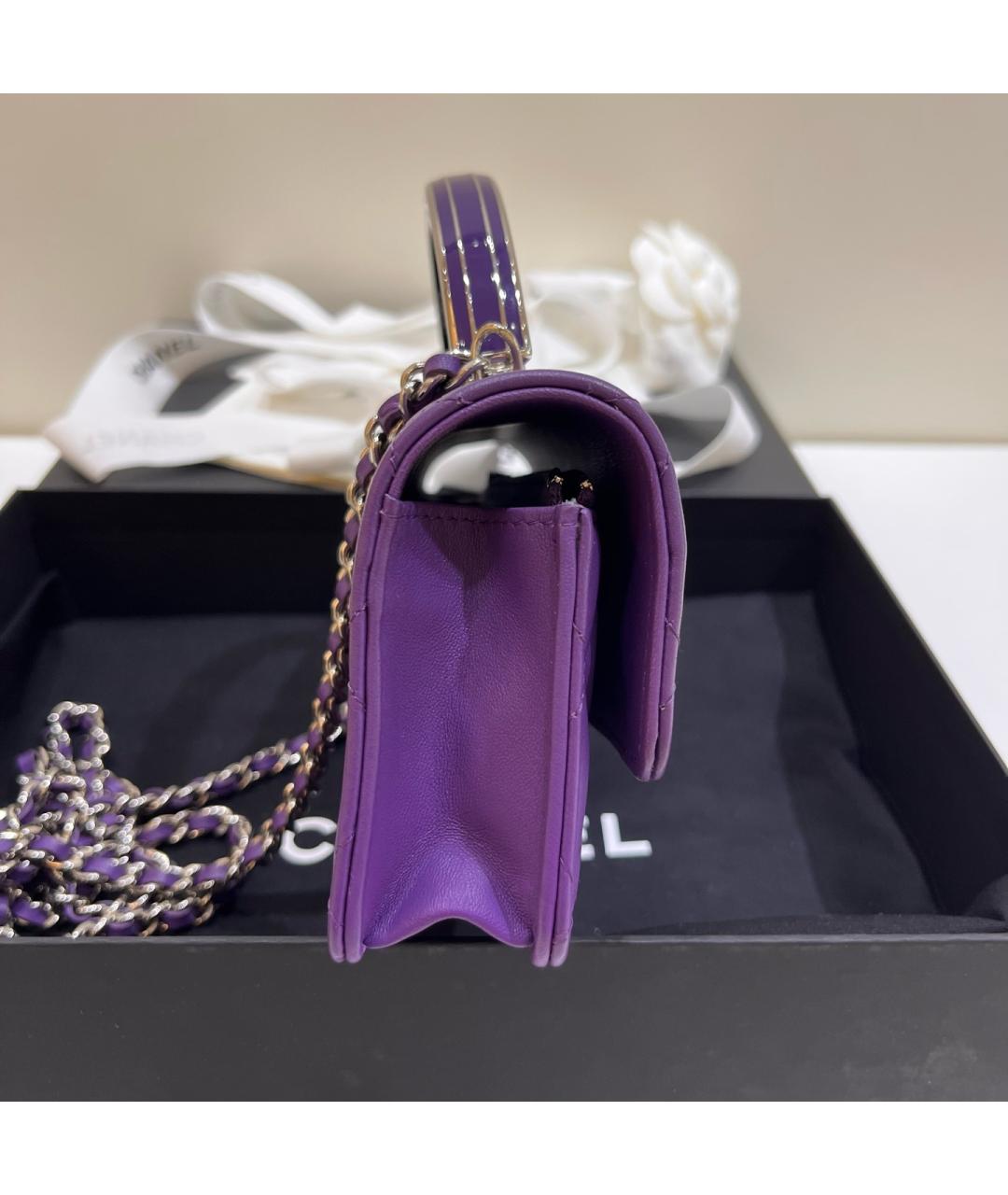 CHANEL Фиолетовая кожаная сумка через плечо, фото 6