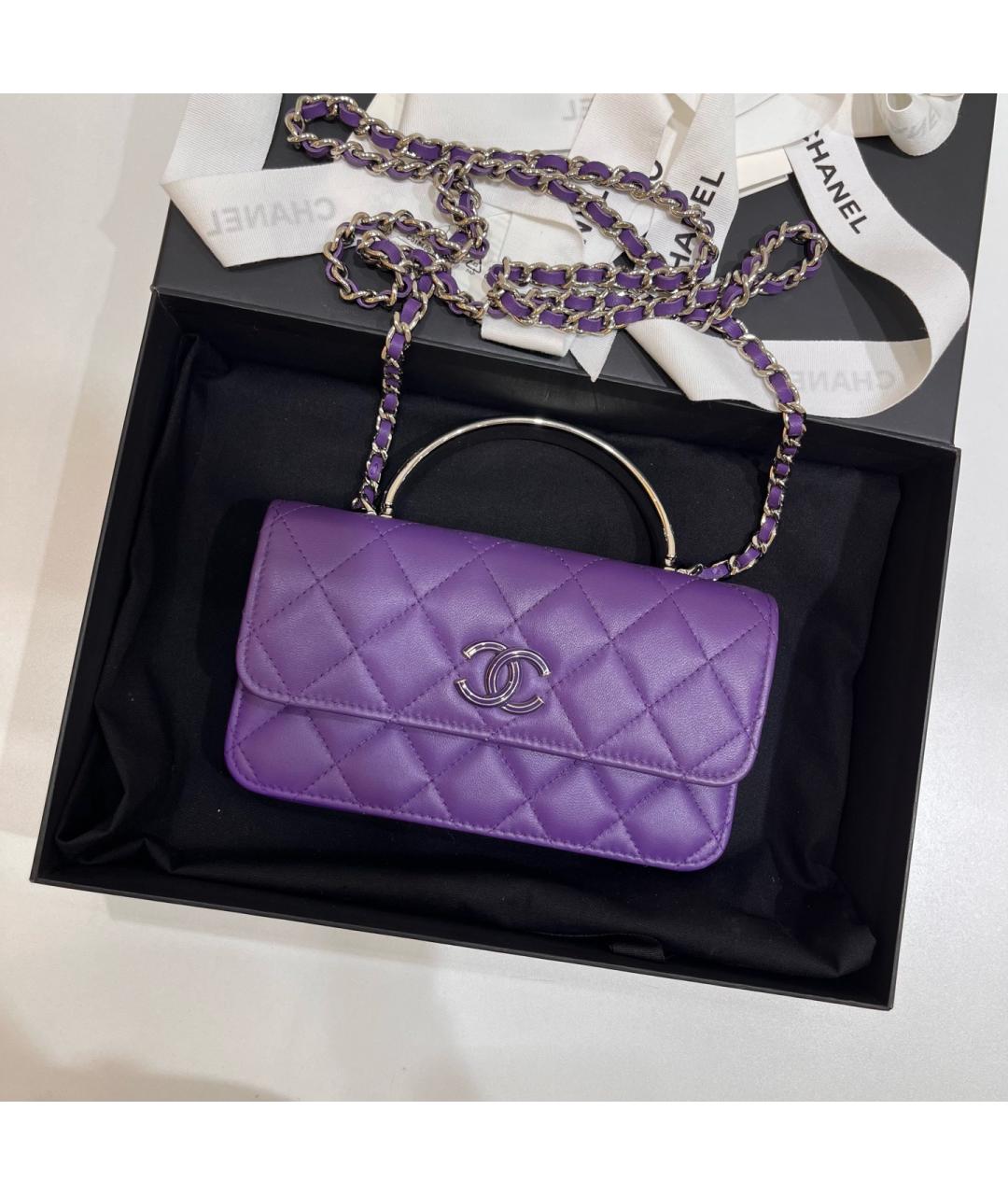 CHANEL Фиолетовая кожаная сумка через плечо, фото 2
