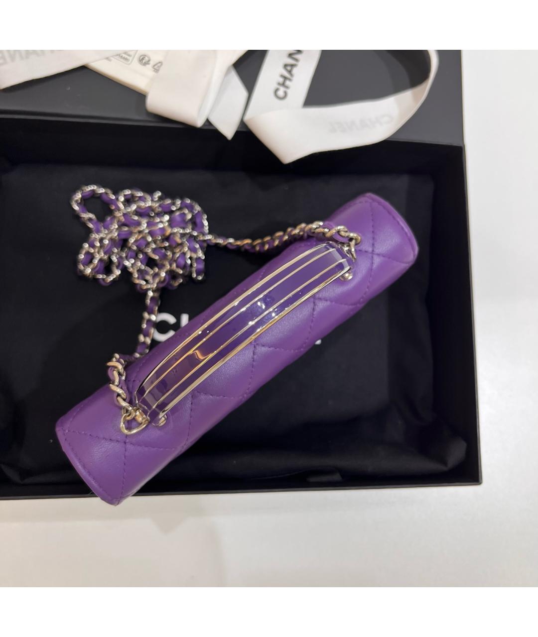 CHANEL Фиолетовая кожаная сумка через плечо, фото 5