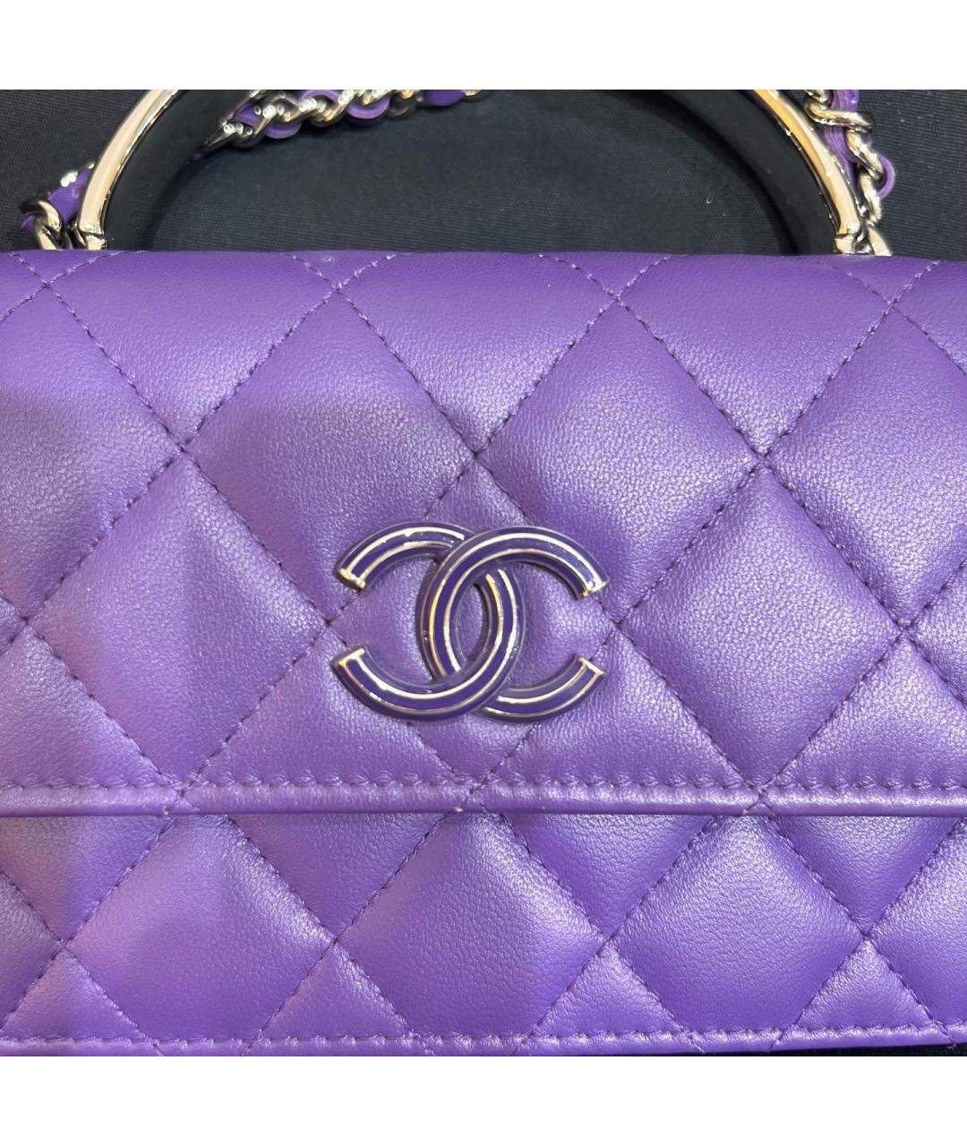 CHANEL Фиолетовая кожаная сумка через плечо, фото 4