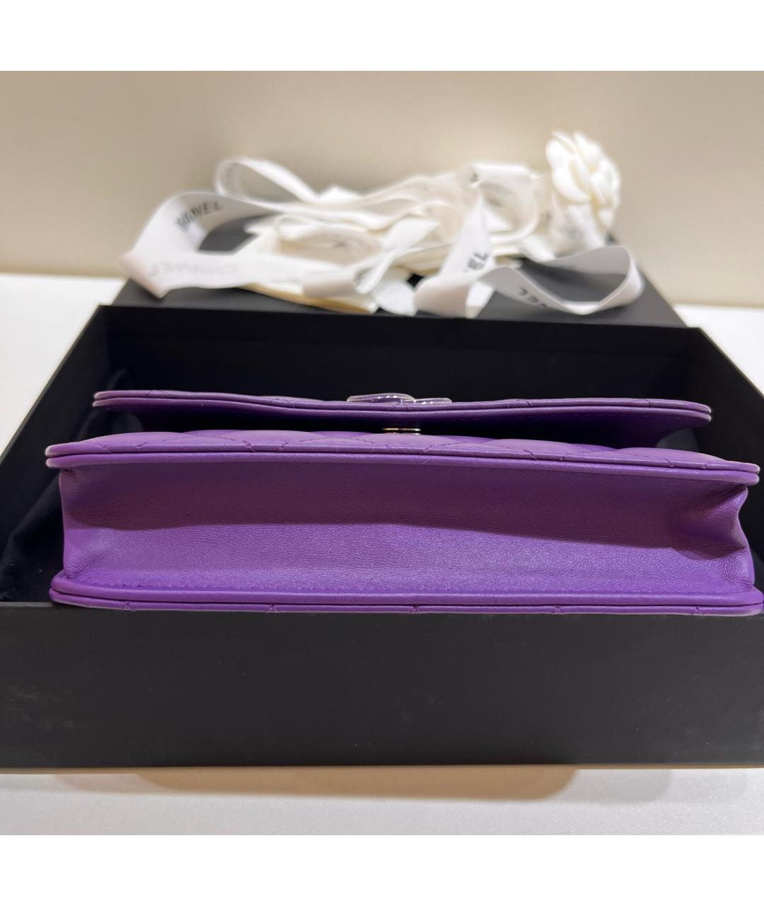 CHANEL Фиолетовая кожаная сумка через плечо, фото 8