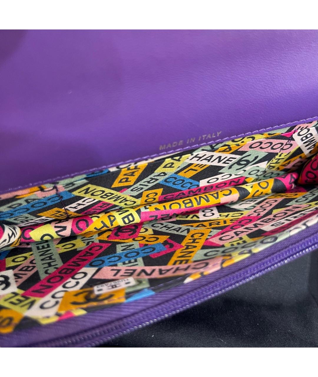 CHANEL Фиолетовая кожаная сумка через плечо, фото 9