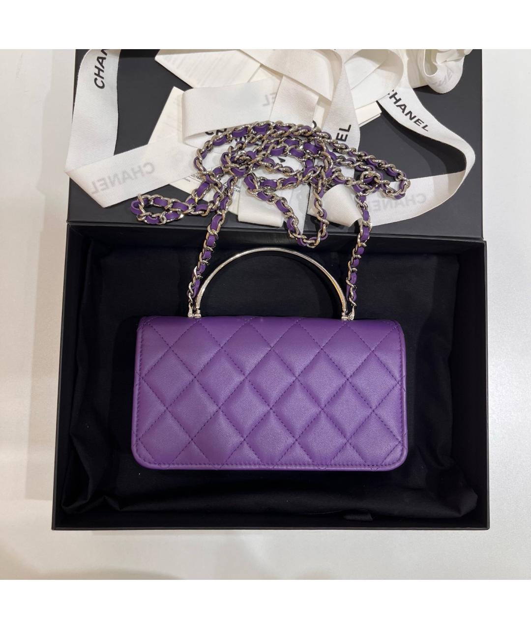 CHANEL Фиолетовая кожаная сумка через плечо, фото 3