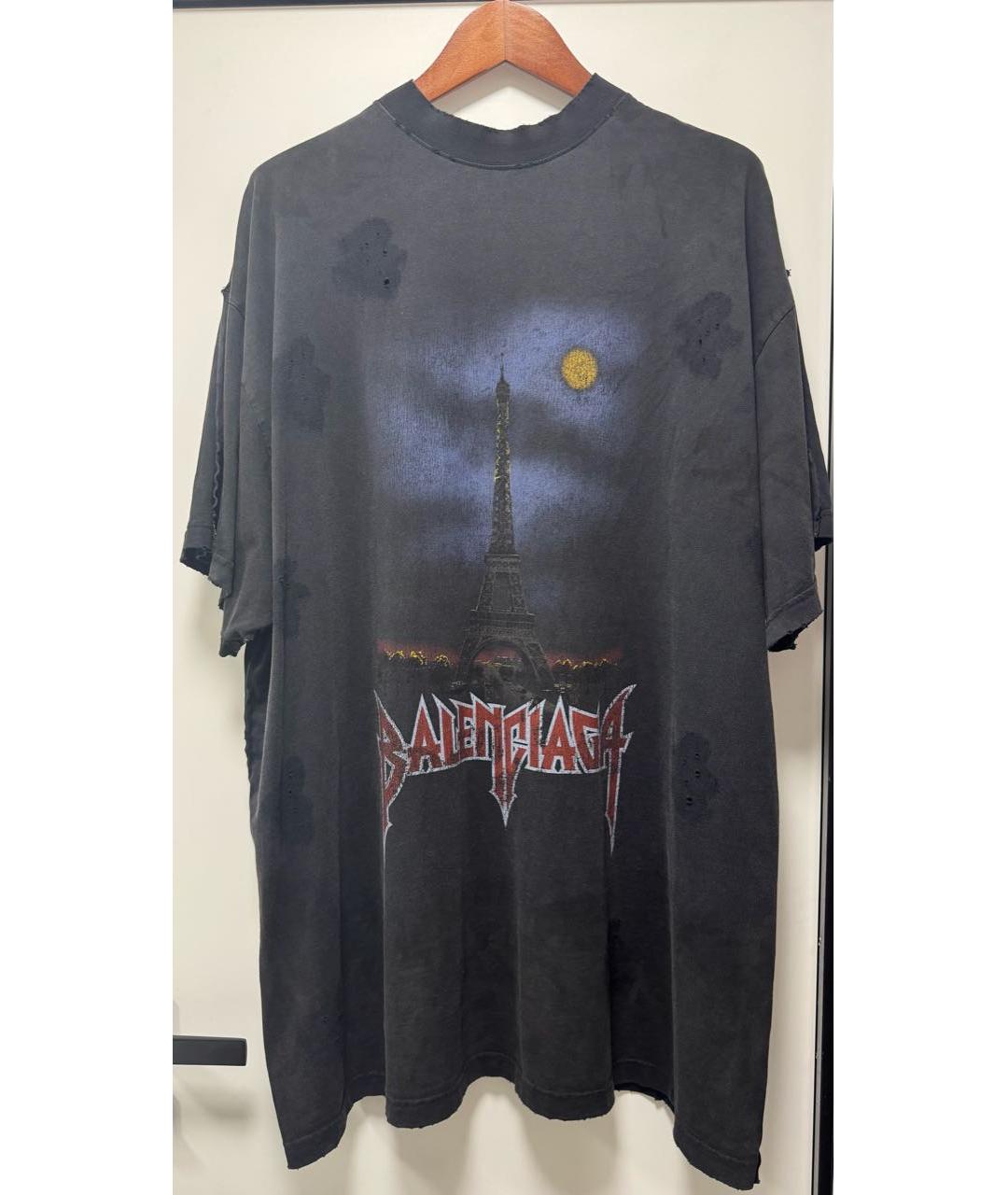 BALENCIAGA Черная хлопковая футболка, фото 4