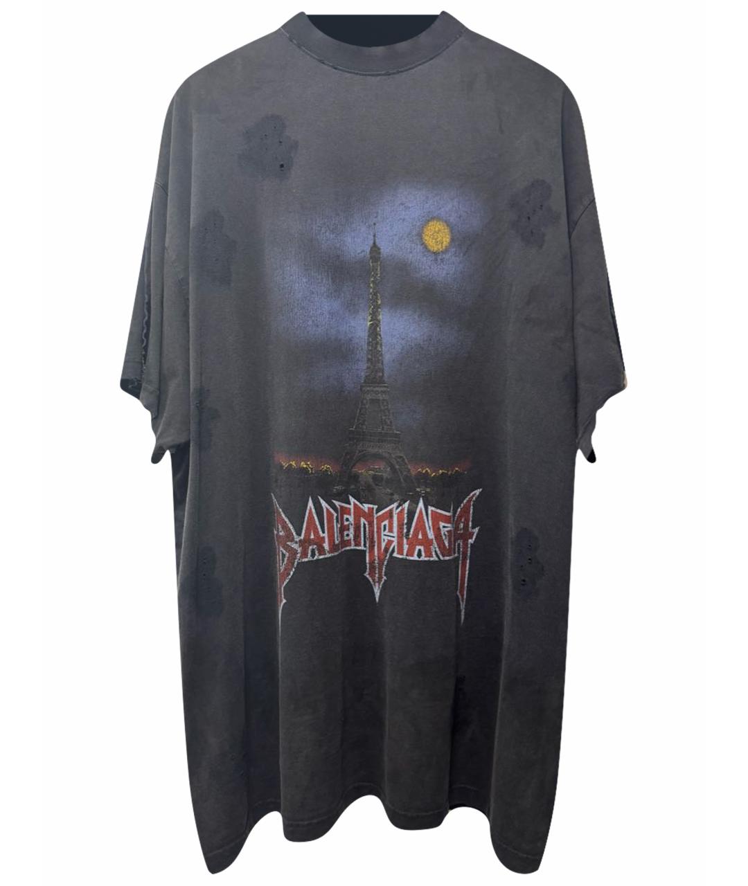 BALENCIAGA Черная хлопковая футболка, фото 1