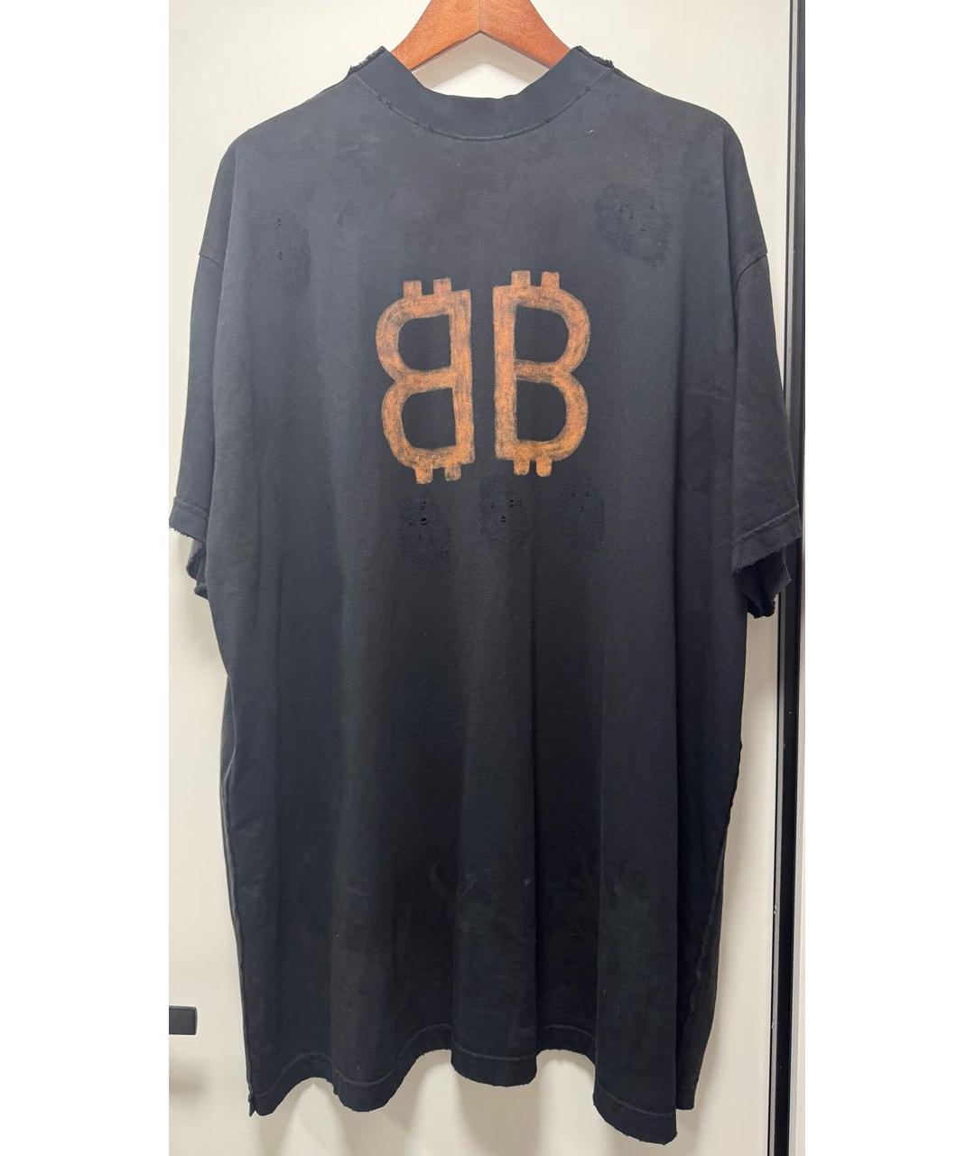 BALENCIAGA Черная хлопковая футболка, фото 2