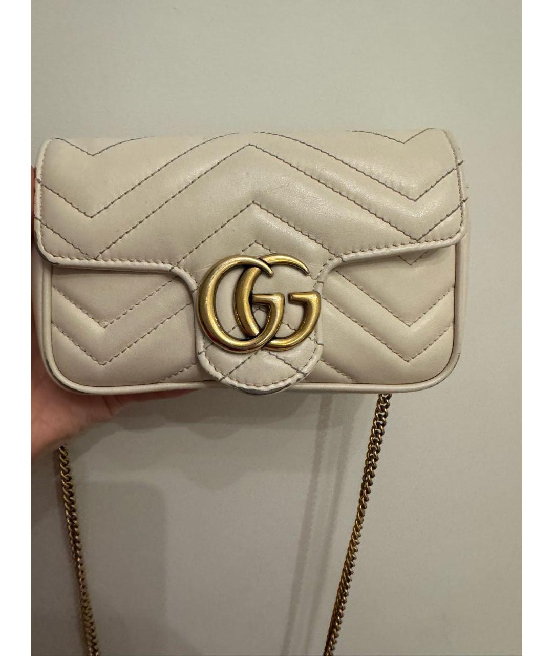 GUCCI Белая кожаная сумка через плечо, фото 2