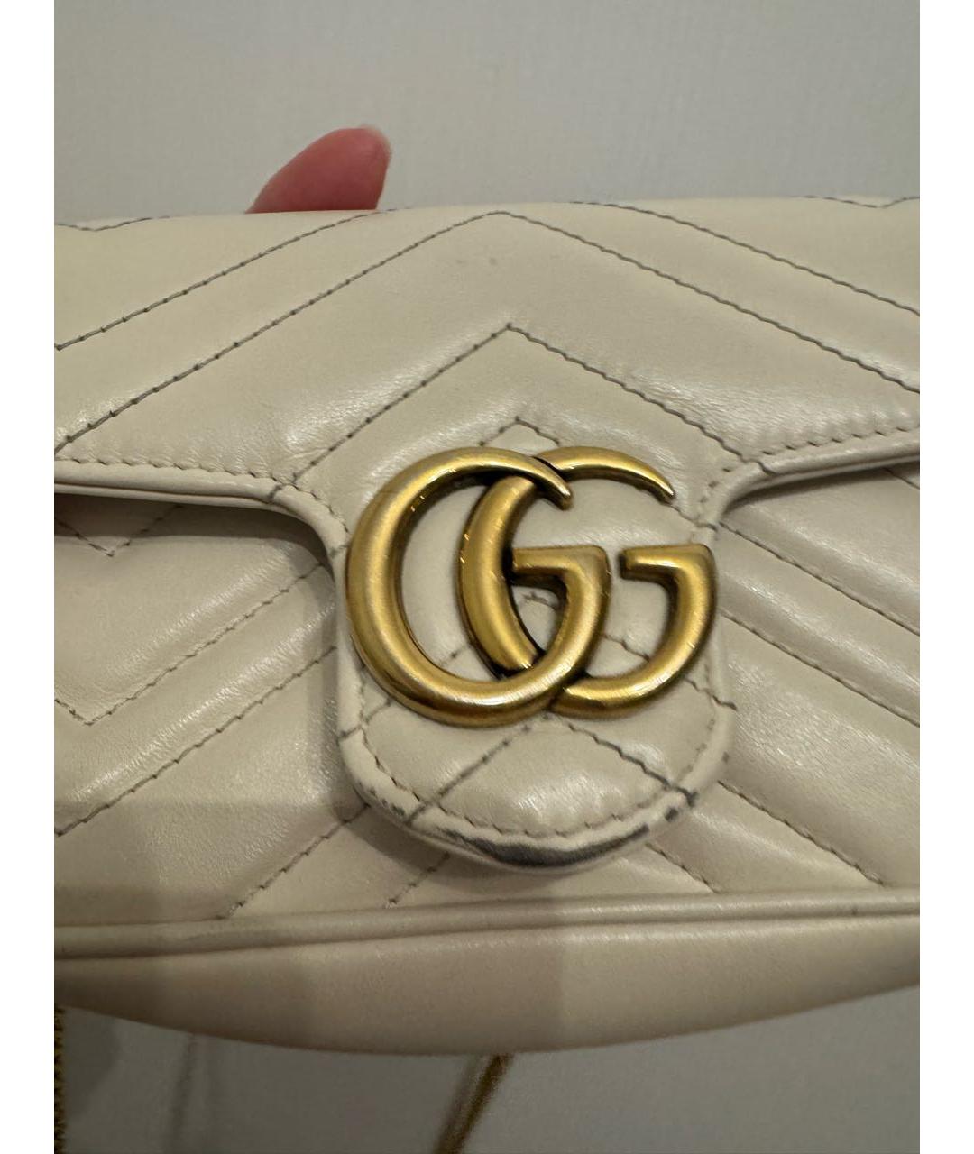 GUCCI Белая кожаная сумка через плечо, фото 7