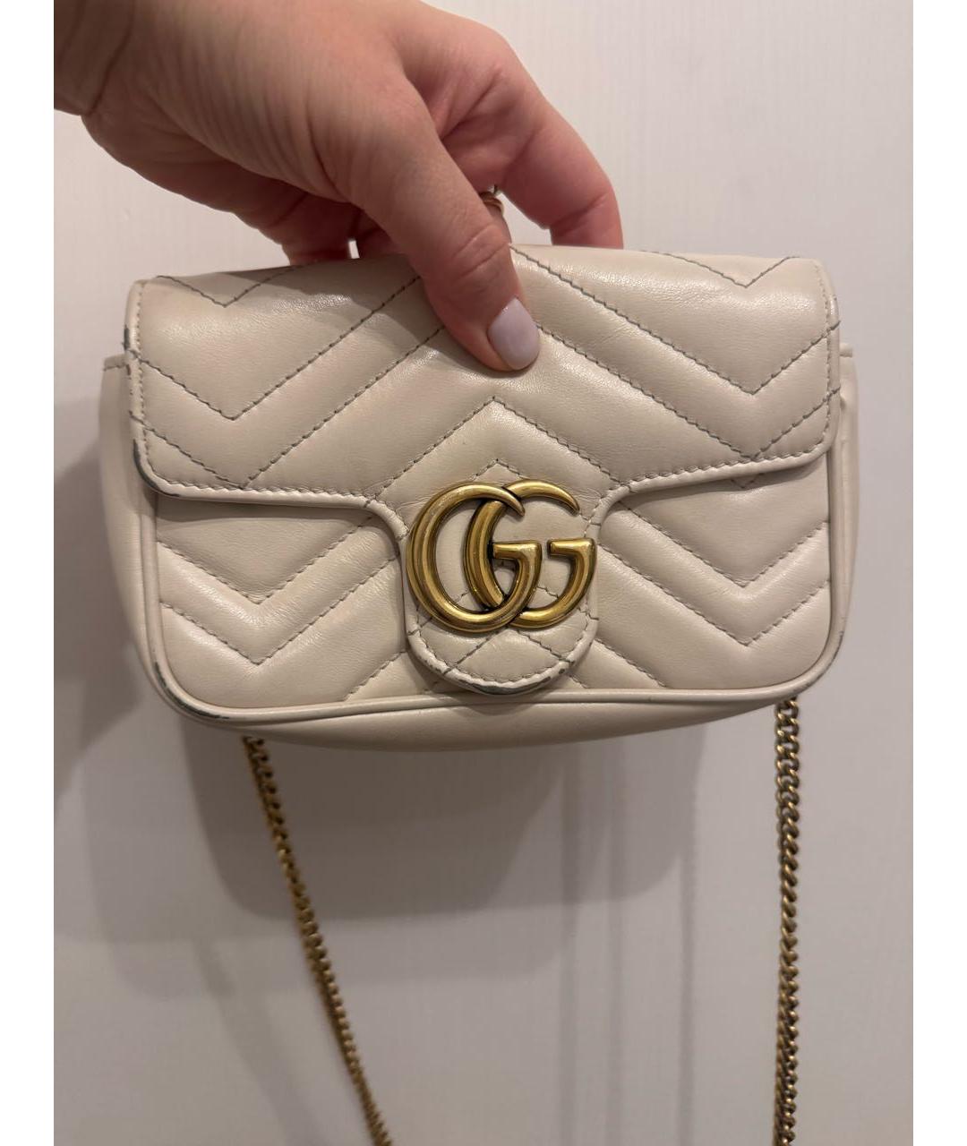 GUCCI Белая кожаная сумка через плечо, фото 8