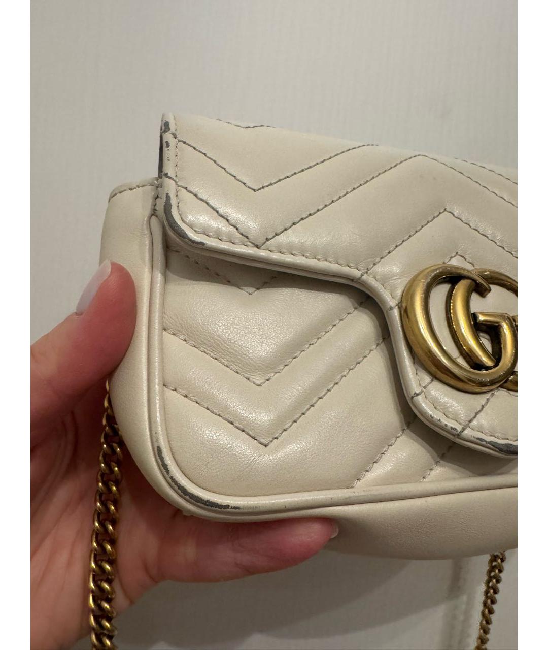 GUCCI Белая кожаная сумка через плечо, фото 6