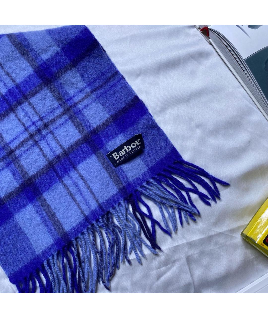 BARBOUR Синий шерстяной шарф, фото 3