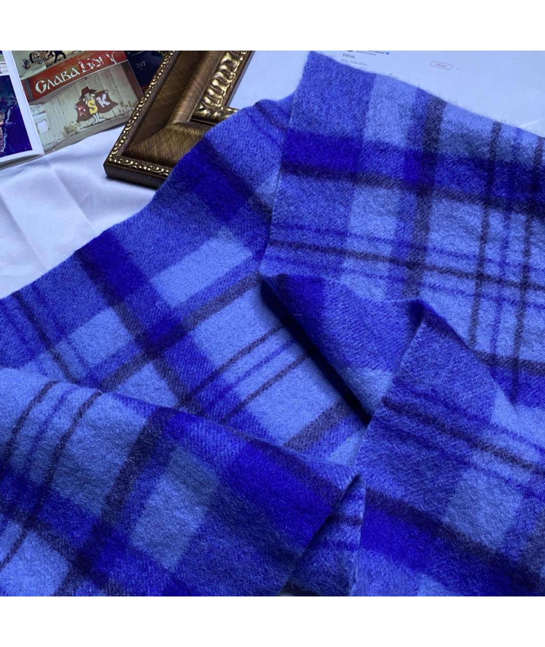 BARBOUR Синий шерстяной шарф, фото 5